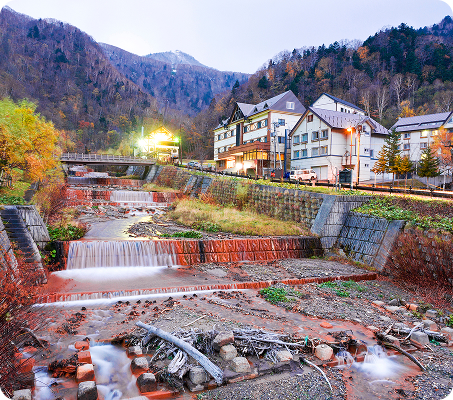 層雲峡温泉の河原