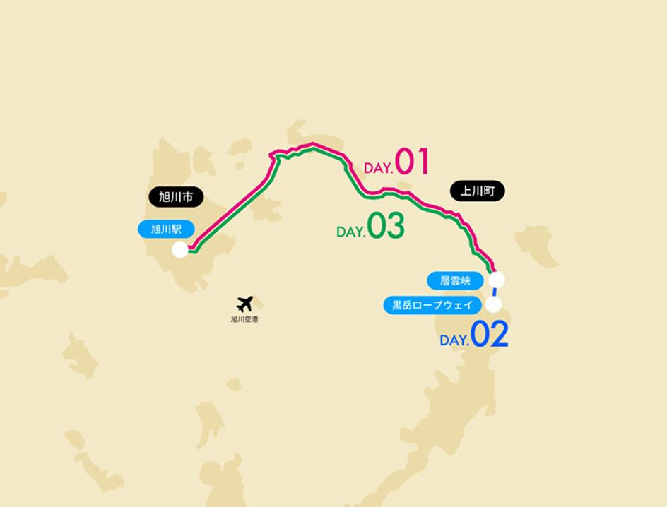 層雲峡自然体感コースのマップ